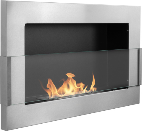 BIOKOMINEK WISZĄCY Z SZYBĄ INOX 650x400