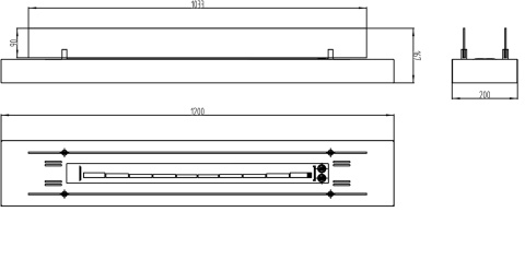 BIOKOMINEK WKŁAD Z SZYBĄ 1200MM