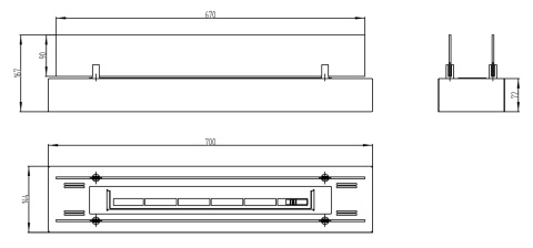 BIOKOMINEK WKŁAD Z SZYBĄ 700MM