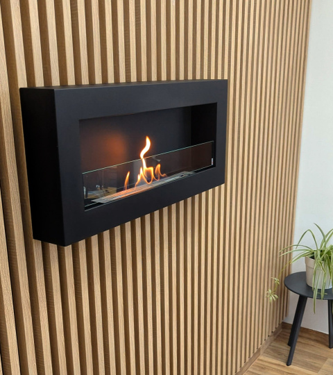 BIOKOMINEK WISZĄCY 900X400 BOX CZARNY MAT